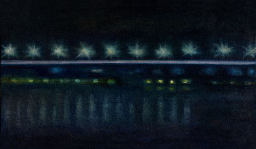 Pont d&acute;Oleron nr.III, 19 x 33 cm, Oel auf Leinwand, 2012